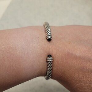 David Yurman black onyx and diamond bangle bracelet
